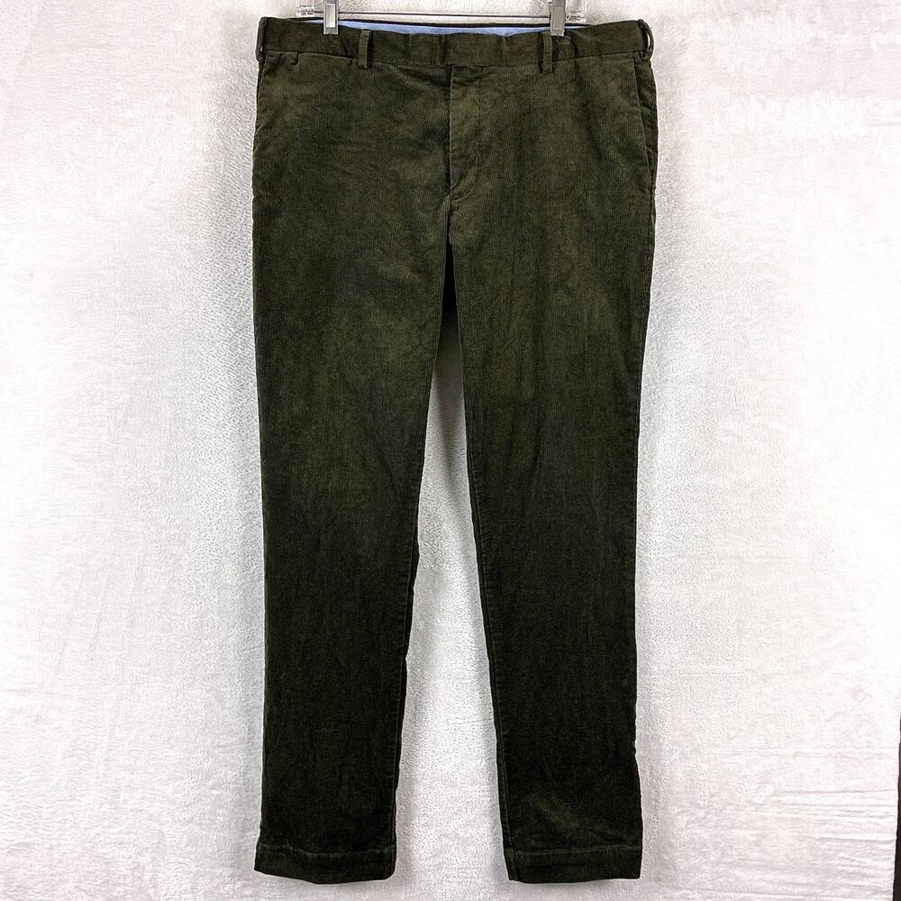 Polo Ralph Lauren Pants Men 36x34 Olive Corduroy Chino Cords Slim Stretch Preppy